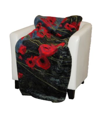 Denali® Poppies and Black Microplush Throw