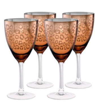 Artland® Leopard Gold Foil Set of 4 Wine Glasses