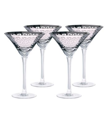 Artland®Leopard Silver Foil Set of 4 Martini Glasses