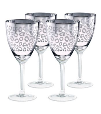 Artland® Leopard Silver Foil Set of 4 Wine Glasses