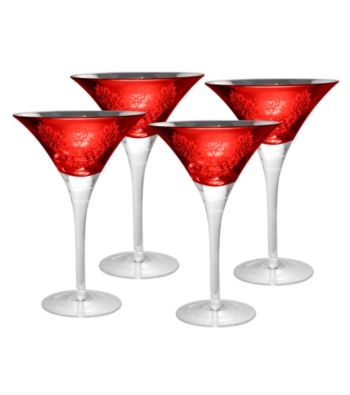 Artland® Brocade Red Set of 4 Martini Glasses