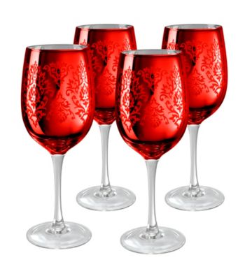 Artland® Brocade Red Set of 4 Wine Glasses