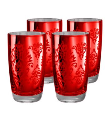 Artland® Brocade Red Set of 4 Highball Glasses