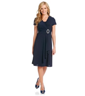 R & M Richards® Cascade Dress With Rhinestone Buckle