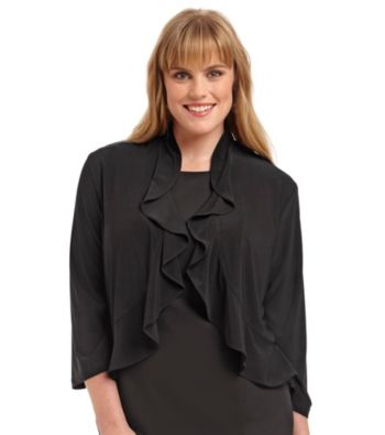 R & M Richards® Plus Size Ruffle Shrug
