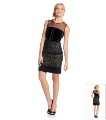 S.L. Fashions Mixed Media Sheath Dress