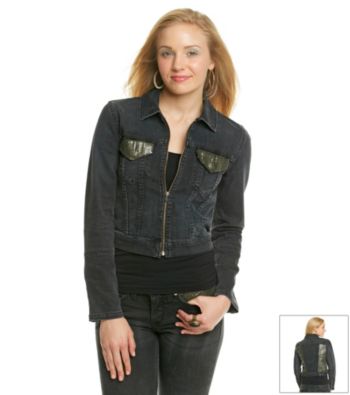 Levi's Juniors' Worn Black Embellished Trucker Jacket