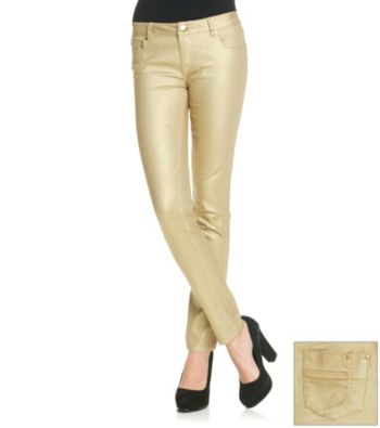 Fire Juniors' Gold Shimmer Skinny Jeans