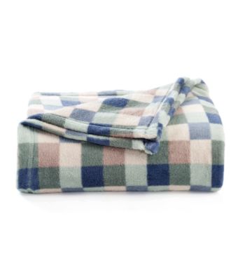 LivingQuarters Ocean Check Micro Cozy Throw