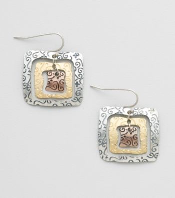 Laura Ashley® Tri-Tone Metal Earrings