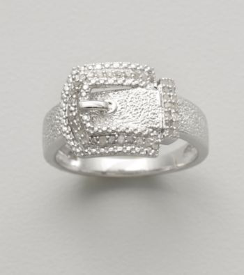 Sterling Silver Buckle Ring with Diamond Accent