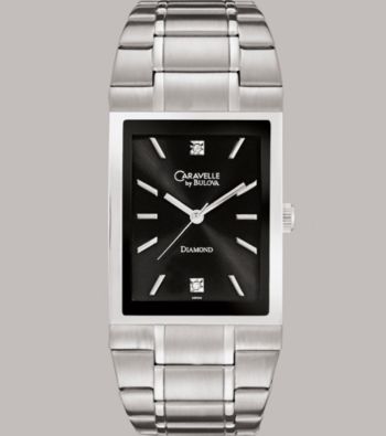 Caravelle® by Bulova Men's Stainless Steel Bracelet Watch with Diamond Dial