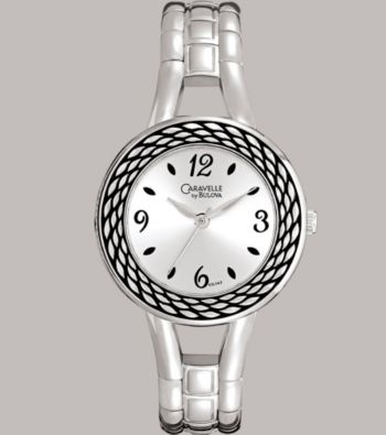Caravelle® by Bulova Women's Bangle Bracelet Watch with Silver-White Dial