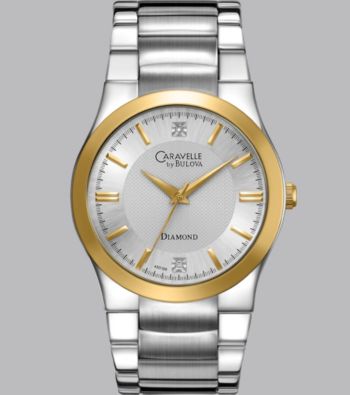 Caravelle® by Bulova Men's Two Tone Finish Bracelet Watch with Diamond Dial