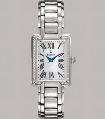 UPC 042429493353 product image for Bulova® Women's Stainless Steel Bracelet Watch with Diamond Set Case and Whi | upcitemdb.com