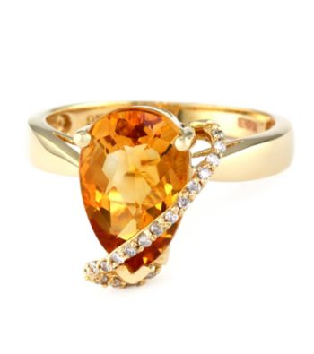 Effy® Citrine and Diamond Ring in 14K Yellow Gold