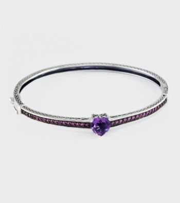 Effy® Amethyst and Pink Sapphire Bangle Bracelet in Sterling Silver