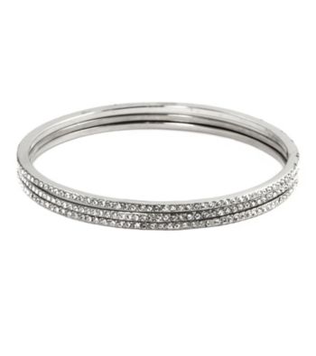 Givenchy® Silvertone/Crystal Bangle Set