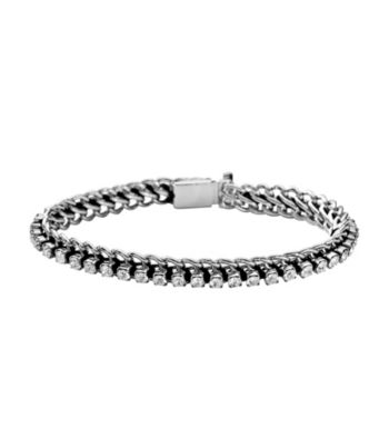 Fossil® Silvertone Bracelet with Glitz Chain Woven Through
