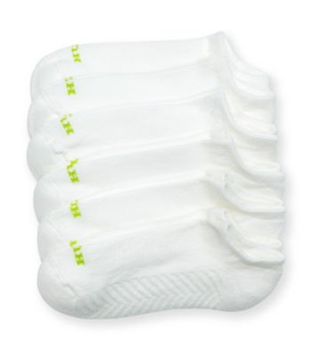 HUE® White Massaging Liner 6-Pair Pack Socks