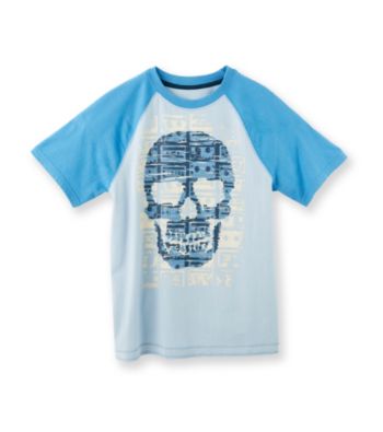 Ruff Hewn Boys' 8-20 Bell Blue Short Sleeve Graphic Raglan Tee