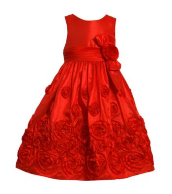 ... dresswear bonnie jean girls 7 16 red sleeveless soutache rosette dress