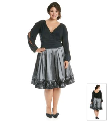 S.L. Fashions Plus Size Scatter Coin Border Party Dress
