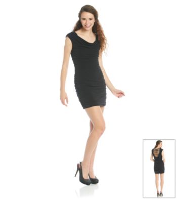 A. Byer Juniors' Black Ruched Fitted Dress