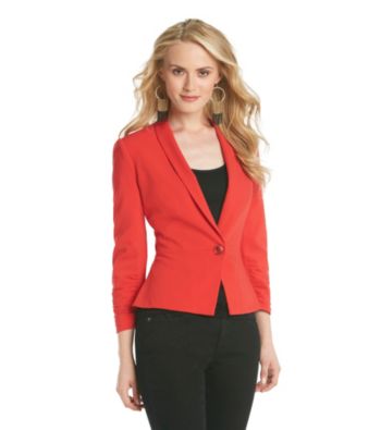 DKNY JEANS Shawl Collar Blazer with Ruched Sleeves