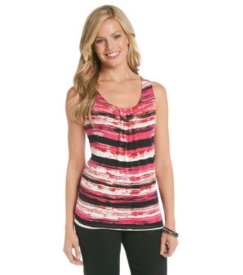 Relativity® Career Printed Pleatneck Tank Top
