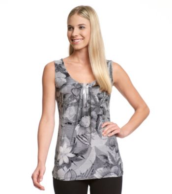 Relativity® Career Petites' Printed Pleatneck Tank Top
