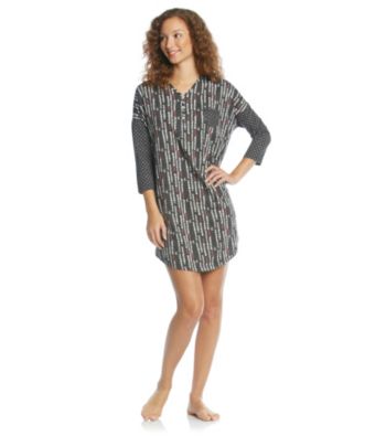 Cuddl Duds® Purrfect Day Knit Sleepshirt - Black Heart Grid