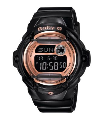 Baby-G Pink Champagne Series Black Gloss Digital Watch with Pink Mirror Dial