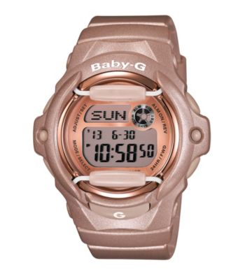 Baby-G Pink Champagne Series Bronze Shimmer Digital Watch with Pink Mirror Dial