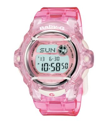 Baby-G Jelly Pink Resin Digital Watch with Translucent Pink Band