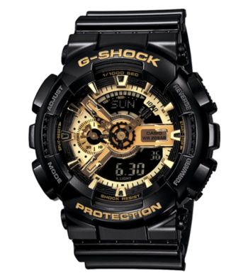 G-Shock Extra Large Ana-Digi with Gloss Black Resin Band and Black and Gold Dial