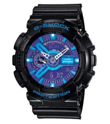 G-Shock Extra Large Ana-Digi with Gloss Black Resin Band and Blue and Purple Dial