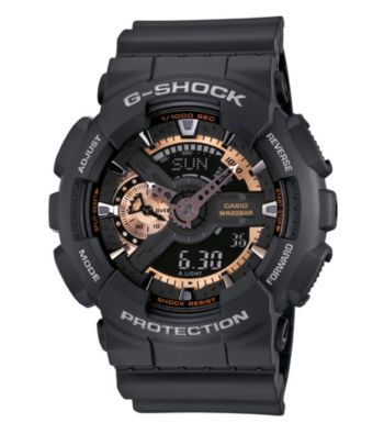 G-Shock Extra Large Ana-Digi with Matte Black Resin Band and Black and Rose Gold Dial