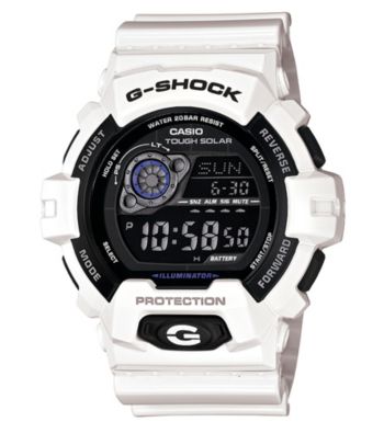 G-Shock Large Case Digital Solar Powered with White Gloss Resin Band and Black Bezel and Dial