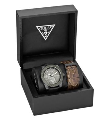 Guess Black Ion-Plated Masculine Dress Sport Set - One of Each, Interchangeable Bracelet and Strap