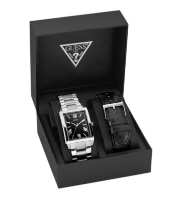 Guess Silver Clean Masculine Dress Sport Set - One of Each, Interchangeable Bracelet and Strap