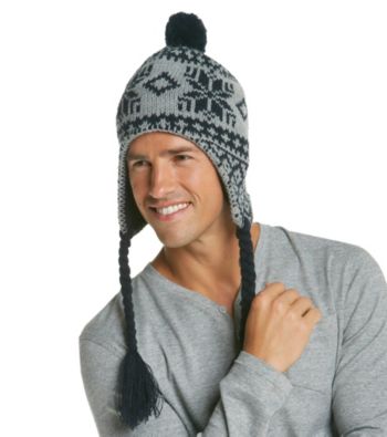 Ruff Hewn Men's Navy Snowflake Peruvian Hat
