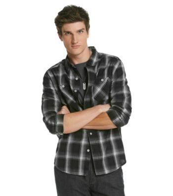 Mambo® Men's Black Plaid Long Sleeve Button Down Shirt