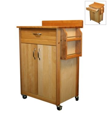 Catskill Craftsmen Butcher Block Cart with Flat Doors and Backsplash