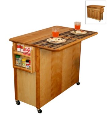 Catskill Craftsmen Butcher Block Island with Raised Panel Doors and Drop Leaf
