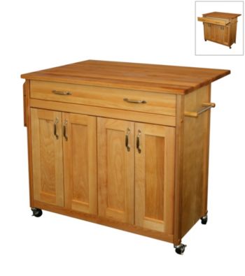 Catskill Craftsmen Mid-Sized Island with Flat Panel Doors and Drop Leaf