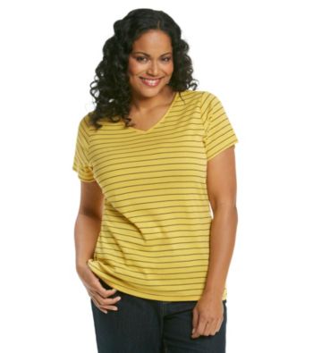 Relativity® Plus Size Stripe V-Neck Tee