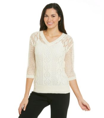 Relativity® Career Open Stitch Neck Tunic