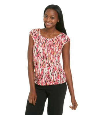 Relativity® Career Ruched Scoopneck Top