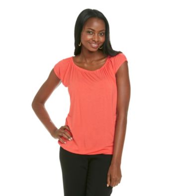 Relativity® Career Ruched Scoopneck Top